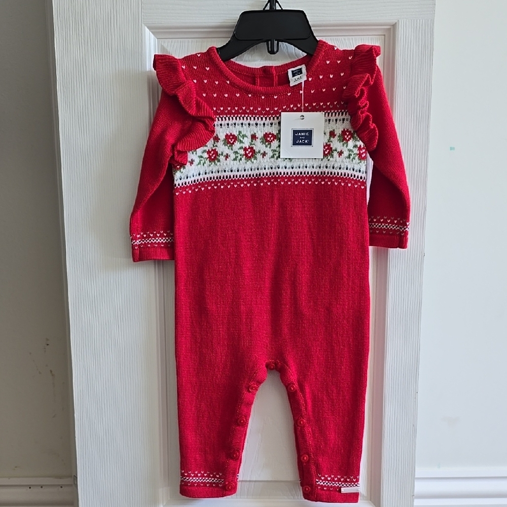 Janie and Jack Red Knit Bodysuit